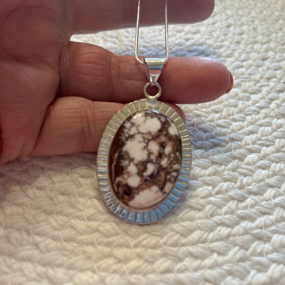 Gorgeous WILD HORSE JASPER Handmade Sterling 925 Pendant/Chain #950D - Picture 2 of 3